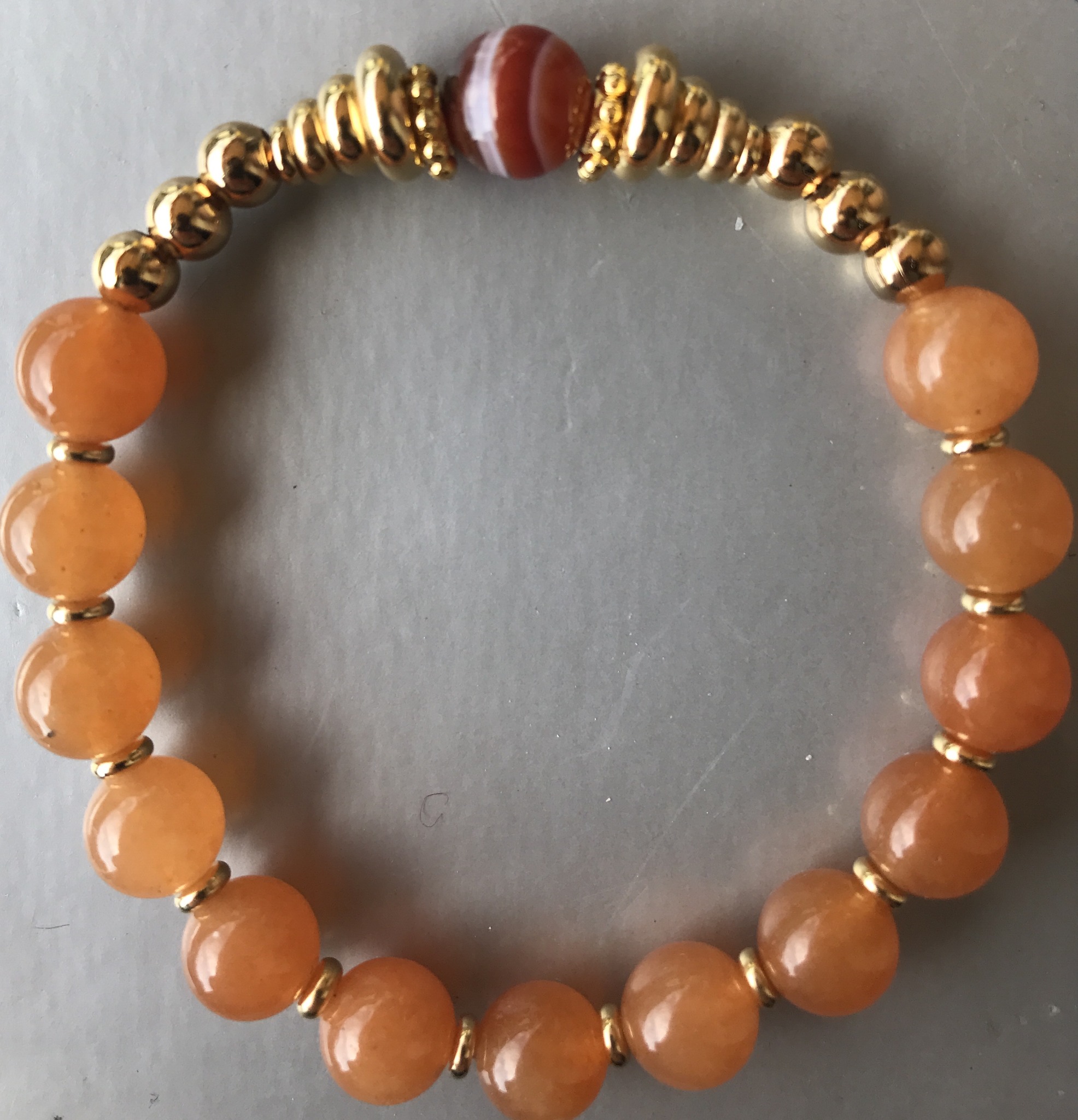 Bracelet en Cornaline et Aventurine orange (pierres de 8 mm).